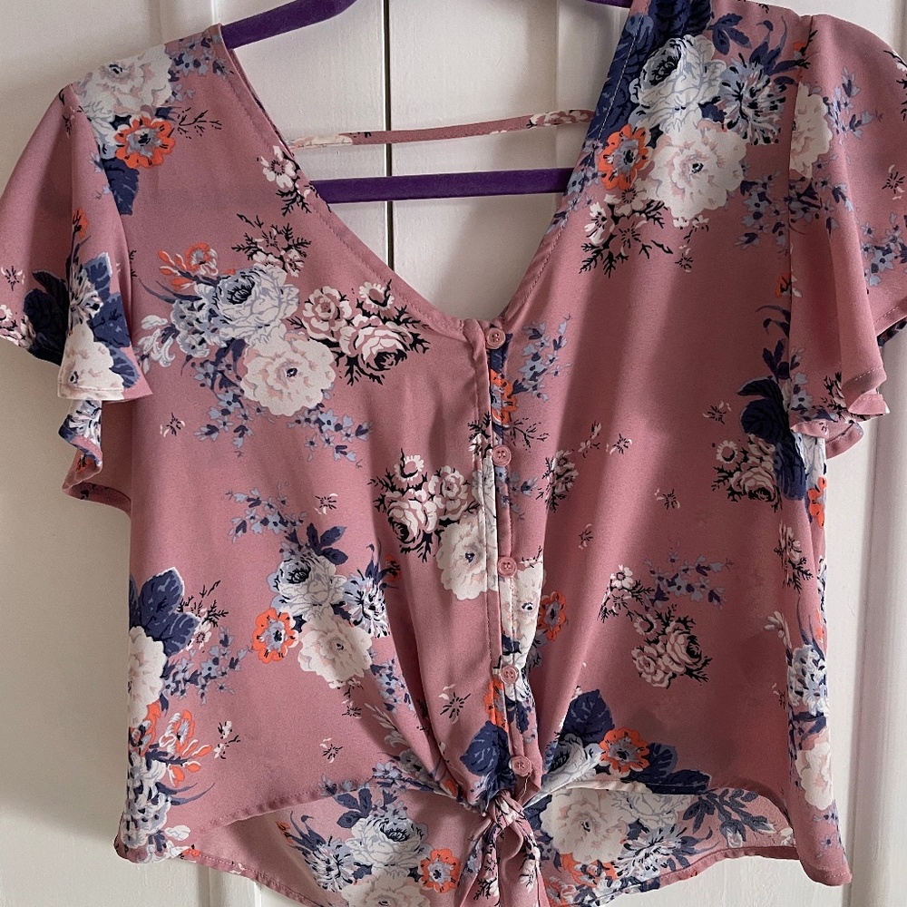 Dry Goods Cropped Floral Button Top